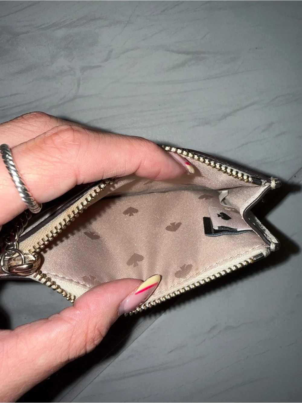 kate spade Cream Leather Card Holder with Key Ring